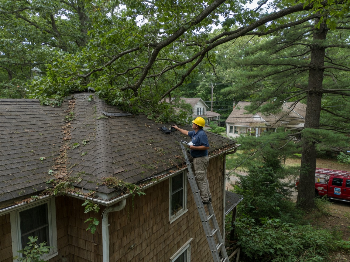 Checking For Tree-Related Roof Leaks In Wooded Areas Of Waterford Works
